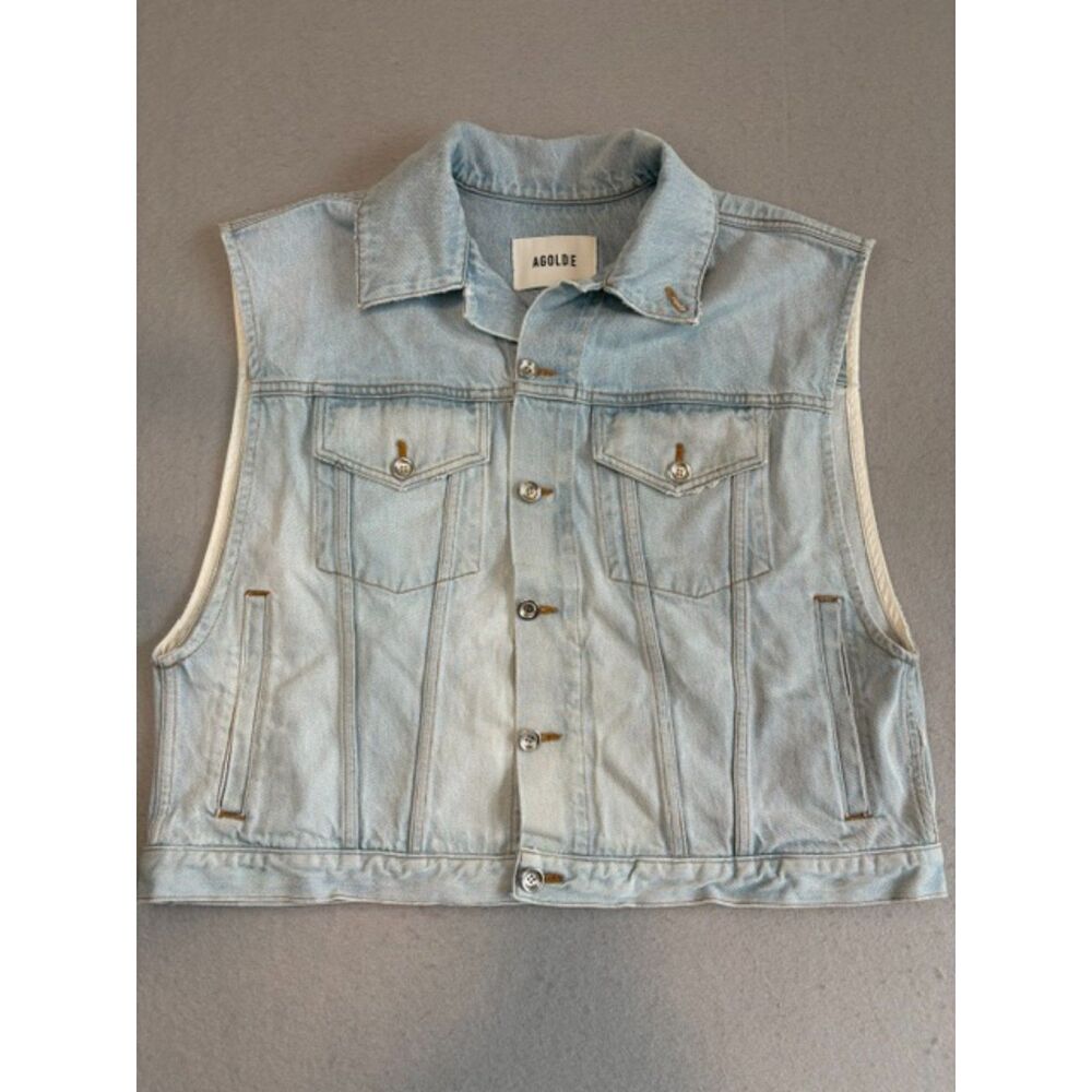 AGOLDE Charli Denim Vest Dusty Pale Small NWOT Sample